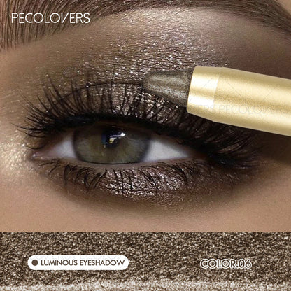 Dual-Ended Waterproof Eyeshadow Stick – Smudge-Proof Glitter and Matte Eye Makeup with Sponge Applicator