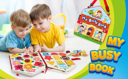 Toddler Montessori Busy Board – Dinosaur Dress-Up, Learning & Sensory Activities, Travel Toy & Life Skills Backpack