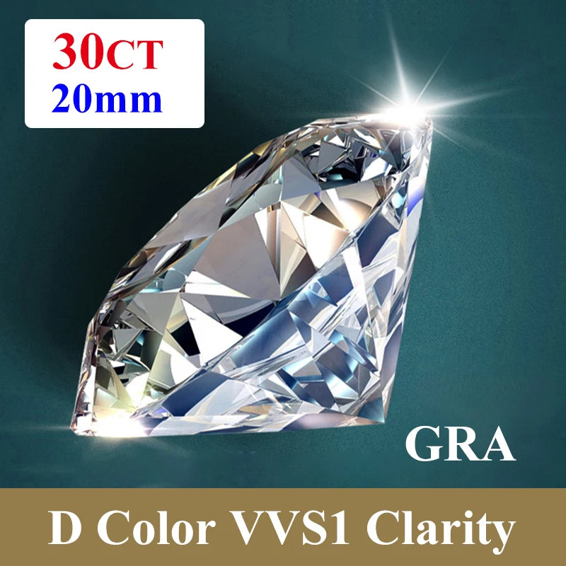 1CT Lab-Grown Moissanite Diamonds – D Color VVS1 Loose Gemstones, Full Size 0.7mm-20mm
