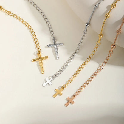 Vnox Gold Plated Rosary Bracelet – Stainless Steel Cross & Virgin Mary Religious Prayer Jewelry for Women & Girls Gift Accessories