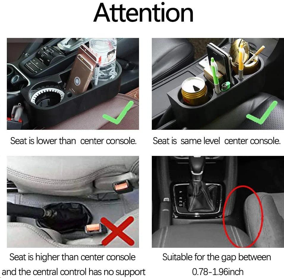 Car Cup Holder & Seat Gap Organizer: Water Cup, Drink Bottle, Phone, Keys Storage Stand - Auto Styling Accessories
