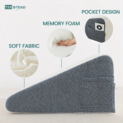 Memory Foam Bed Wedge Pillow: Ideal for Sleeping, Post-Surgery Recovery, and Air Layer Comfort