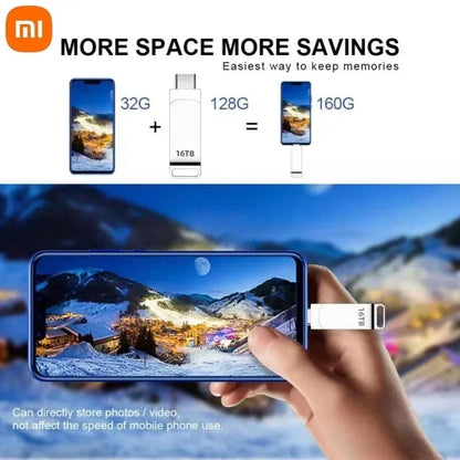Xiaomi USB 3.2 16TB Flash Drive — High-Speed Metal Pendrive, Waterproof Portable Memory Stick