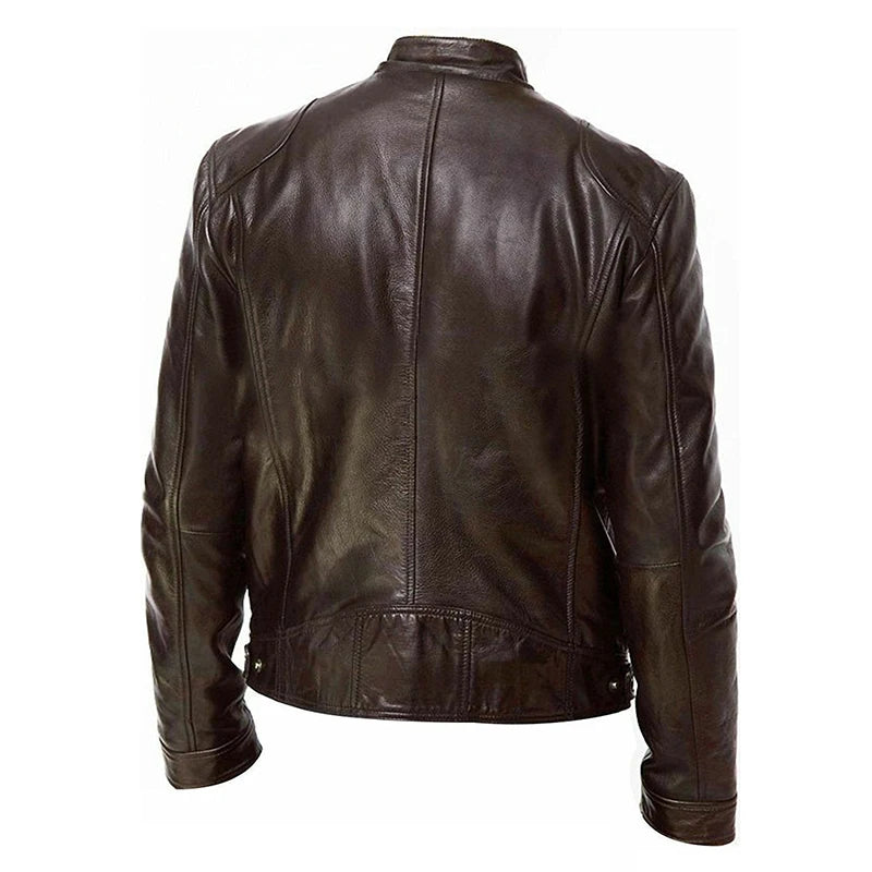 2024 Men’s Motorcycle Leather Jacket – Casual Slim Fit PU Coat with Lapel, Anti-Wind Motorcycle Outerwear for Autumn