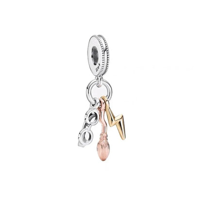 925 Sterling Silver Magic Fan Charm Beads - European Bracelet Charms with Wizard, Train, and Pigeon Designs for Collectors and Gifts
