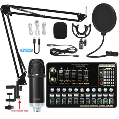 V10XPRO Computer & Mobile Live Stream Microphone Kit – Audio Studio Vocal Recording Equipment
