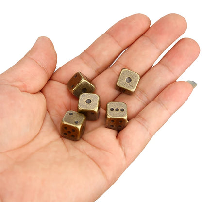 5PCS Metal Dice Set – Golden, Silver, Bronze 6-Sided Game Dice for Board Games, 13mm Decider Accessories