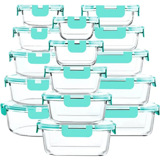 30-Piece Glass Food Storage Container Set — Airtight Meal Prep Containers with Upgraded Snap-Lock Lids, Oven Safe
