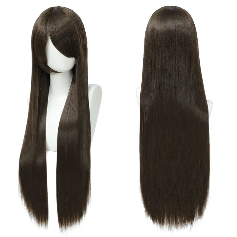 80cm Long Cosplay Wig - Synthetic Straight Hair with Bangs for Lolita Anime Costume Party Styling