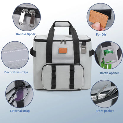 40L Large Thermal Food Carrier Bag – Insulated Leakproof Cooler Tote with Zipper for Women, Portable Picnic, Camping & Beach Use