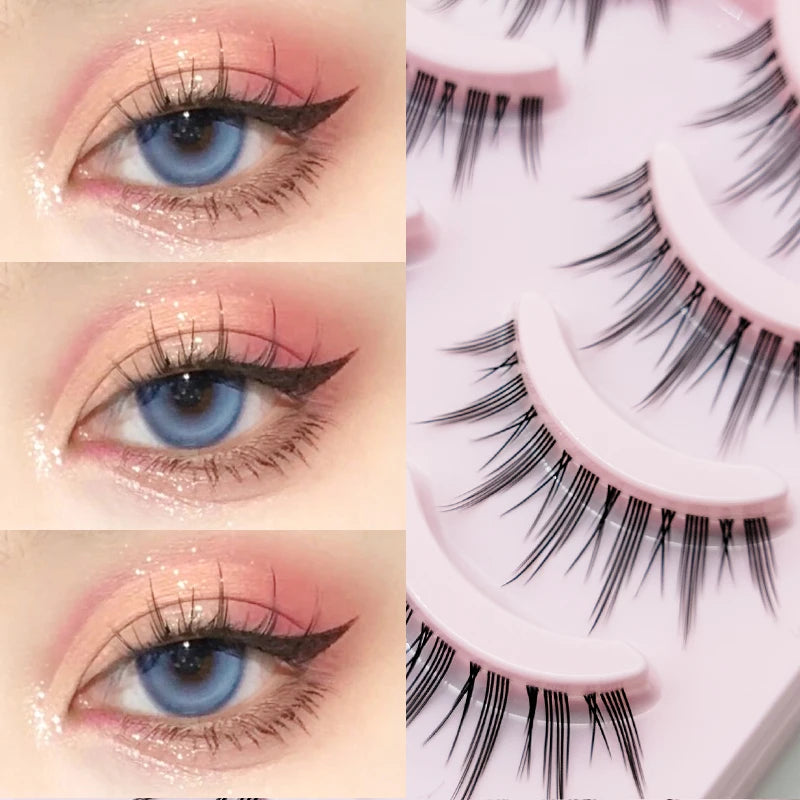Manga Style Soft Natural False Eyelashes Wispy Thick Daily Wear Makeup Lashes
