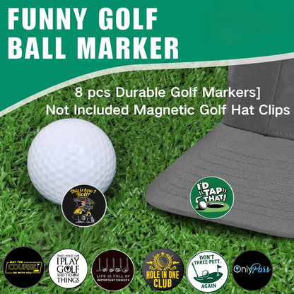 8-Piece Funny Golf Ball Marker Set - Golf Accessories and Gifts for Men, Dads, Boyfriends, Husbands, Birthdays, Retirement, and Father’s Day