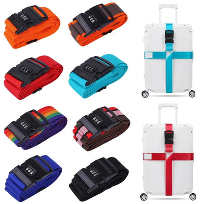 Anti-Theft Luggage Strap with Password Lock - Cross Buckle Suitcase Belt for Secure Packing
