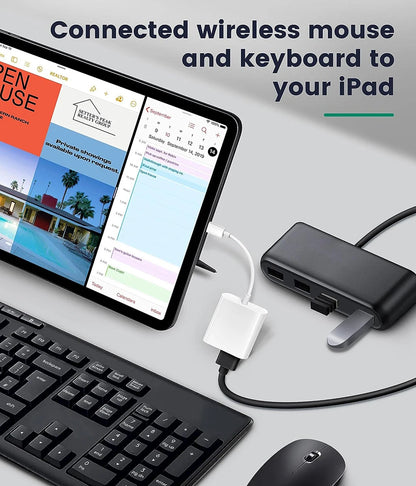 OTG Adapter for iPhone – Lightning to USB 3.0 Converter for iPhone 14/13/12/11/XR/8 Plus, Supports Mouse, Keyboard, Camera & Card Reader