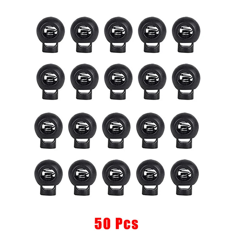 50pcs Plastic Cord Lock Toggle – DIY Spring Stopper for Lanyards, Drawstrings, Shoelaces & Clothing