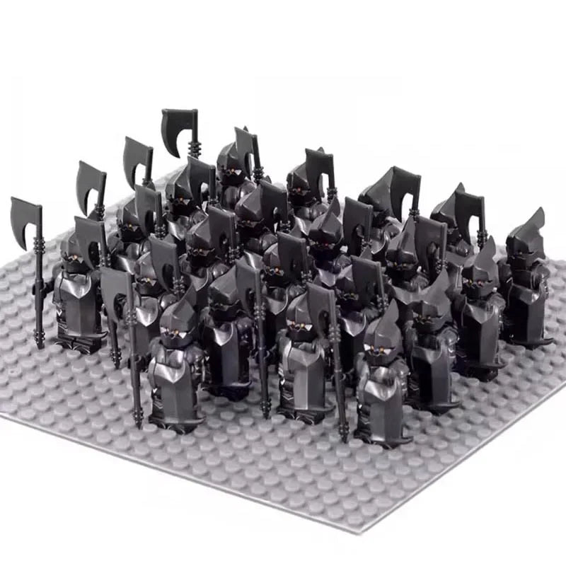 21PCS Medieval Fantasy Warrior Figures – Dwarf, Elf, Knight & Orc Building Brick Toys
