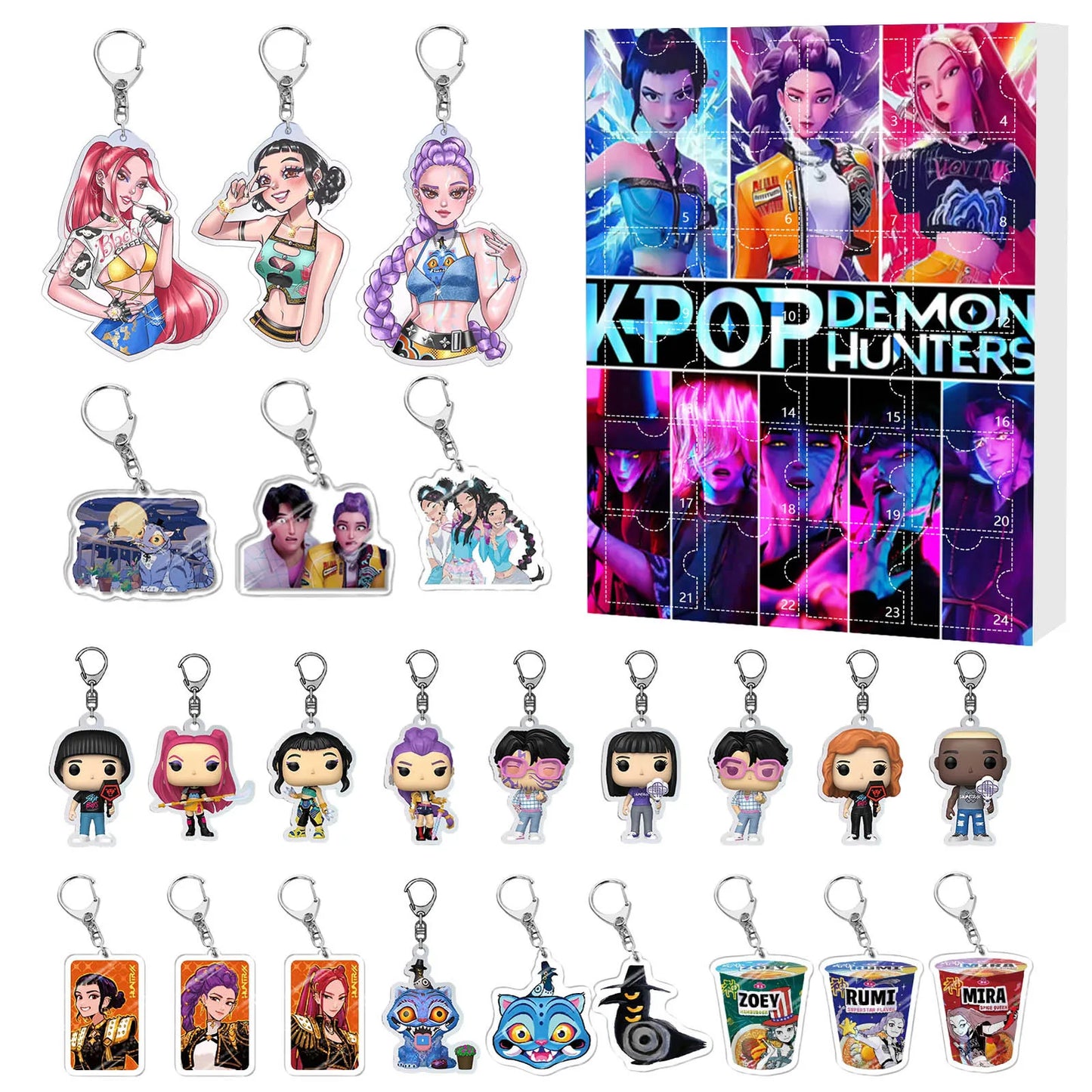 New Kpop Demon Hunters 24-Day Advent Calendar — Rumi, Mira, Zoey & Tiger Christmas Countdown Gift
