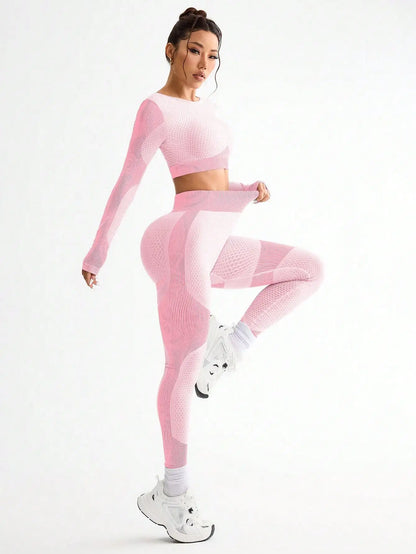 2PCS Women’s Seamless Yoga & Fitness Set – Breathable Tight Running Sports Outfit