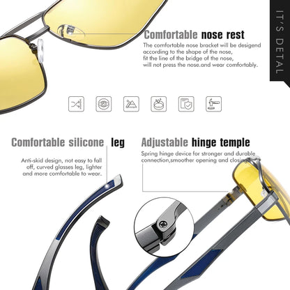 LIOUMO Photochromic Polarized Sunglasses – UV400 Night Vision Driving Glasses for Men & Women