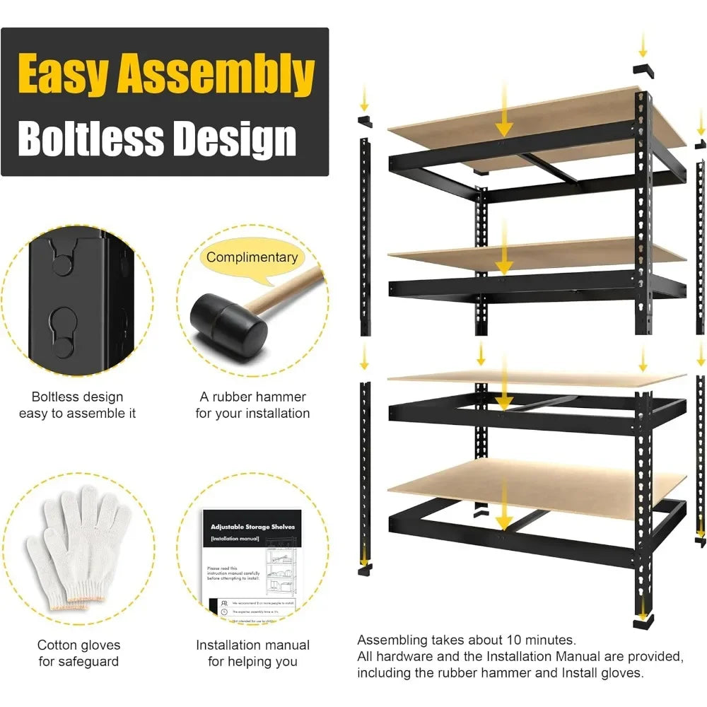 40" x 20" x 59" Heavy Duty 4-Tier Metal Storage Shelves – Adjustable Garage Utility Rack Organizer