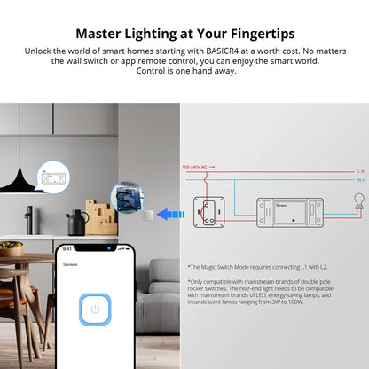 SONOFF BASICR4 WiFi Smart Switch - ESP32 Remote Control with eWeLink, Alexa & Google Home Compatibility