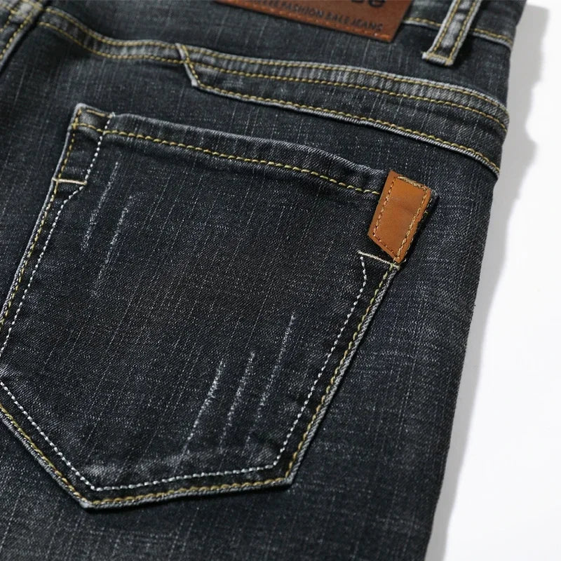 Men's Denim Shorts - 2026 Summer Stretch Slim Straight Jean Shorts in Dark Blue