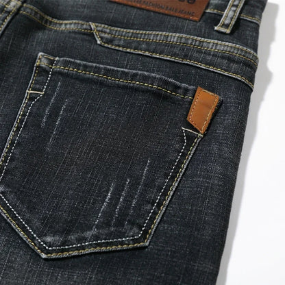 Men's Denim Shorts - 2026 Summer Stretch Slim Straight Jean Shorts in Dark Blue