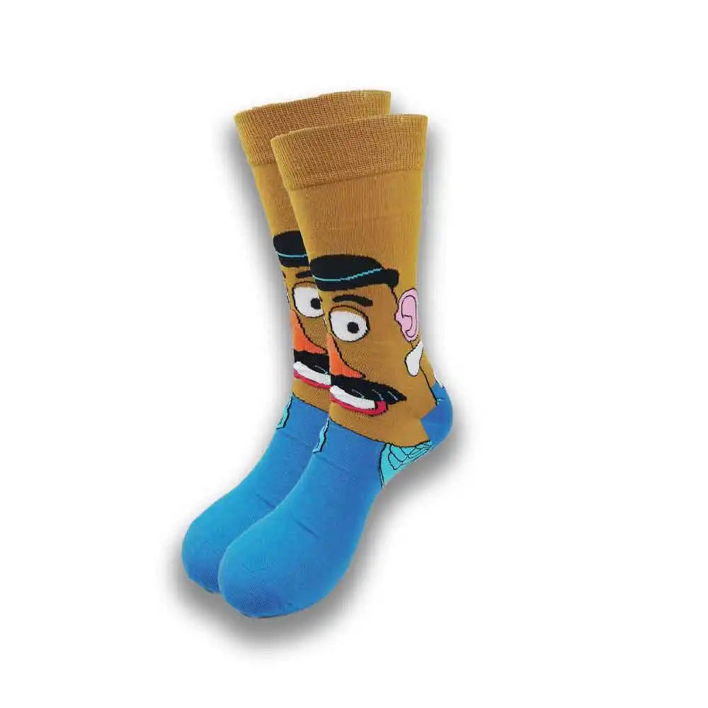 Men's Cartoon Character Crew Socks - Fun Novelty Cotton Casual Socks