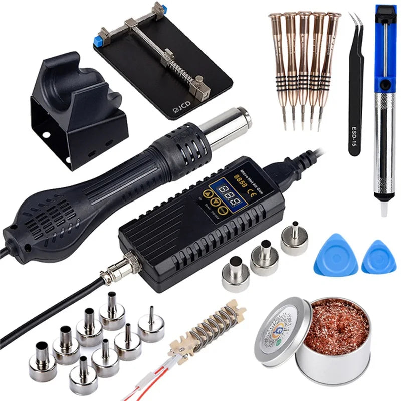 JCD 750W Heat Gun – Digital Display Micro Rework Soldering Station & Hot Air Gun for Welding & Repair, Model 8858
