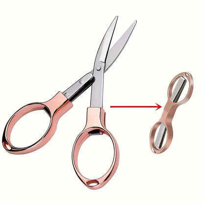 Stainless Steel Folding Scissors - Retractable Portable Cutting Tool for Travel, Outdoor & Everyday Use