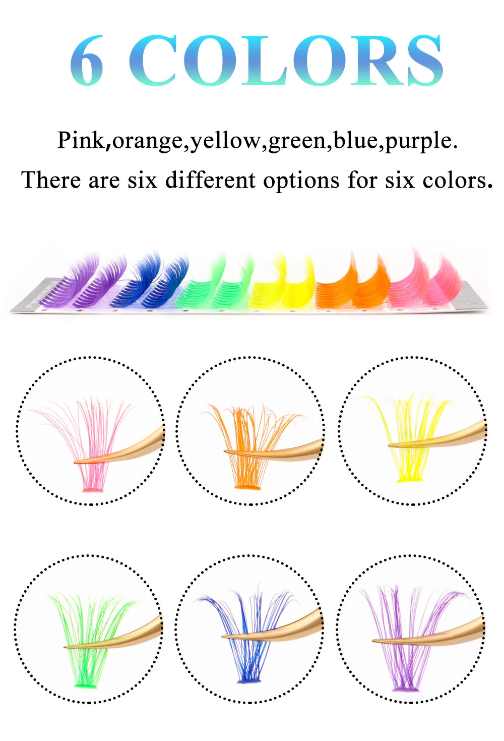 14/16mm D Curl Colorful Glitter Manga Lashes – Wispy Spikes, Soft DIY Cluster False Eyelashes