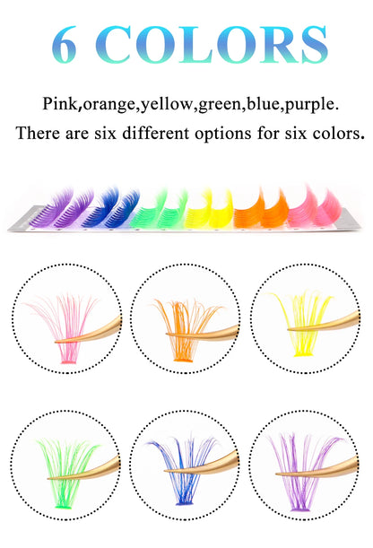 14/16mm D Curl Colorful Glitter Manga Lashes – Wispy Spikes, Soft DIY Cluster False Eyelashes