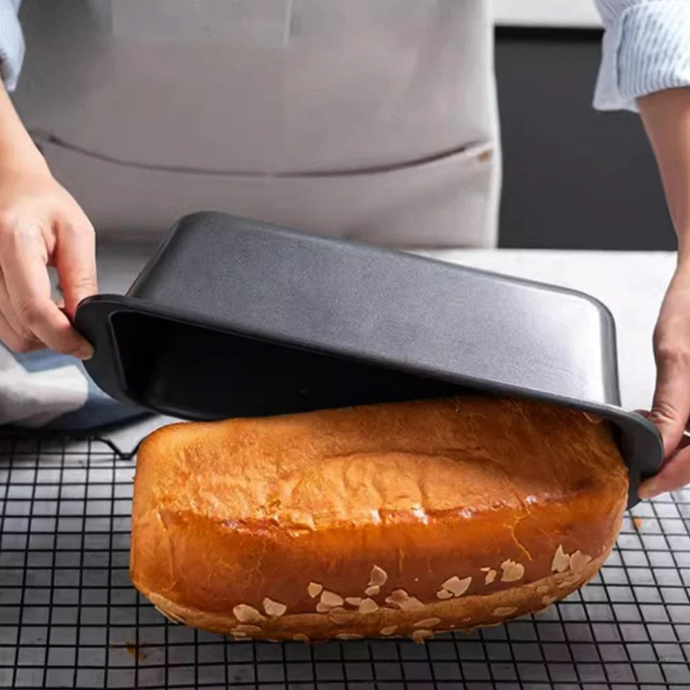 3-Piece Rectangular Nonstick Loaf Pan Set – Gray Carbon Steel Bread, Toast, Brownie & Pound Cake Baking Pans
