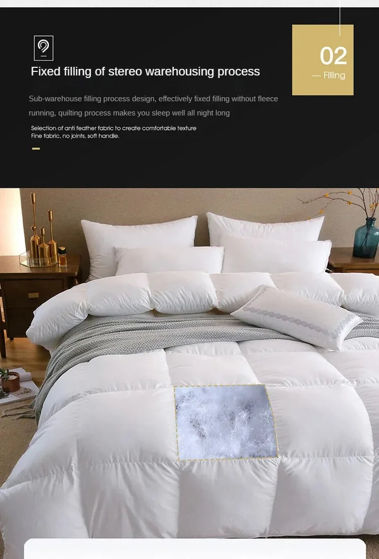 95% White Goose Down Duvet – Five-Star Hotel Quality, Warm Double or Single Goose Down Comforter
