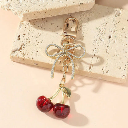 Red Cherry Pendant Keychain – Cute Multifunctional Bag & Car Key Accessory for Women