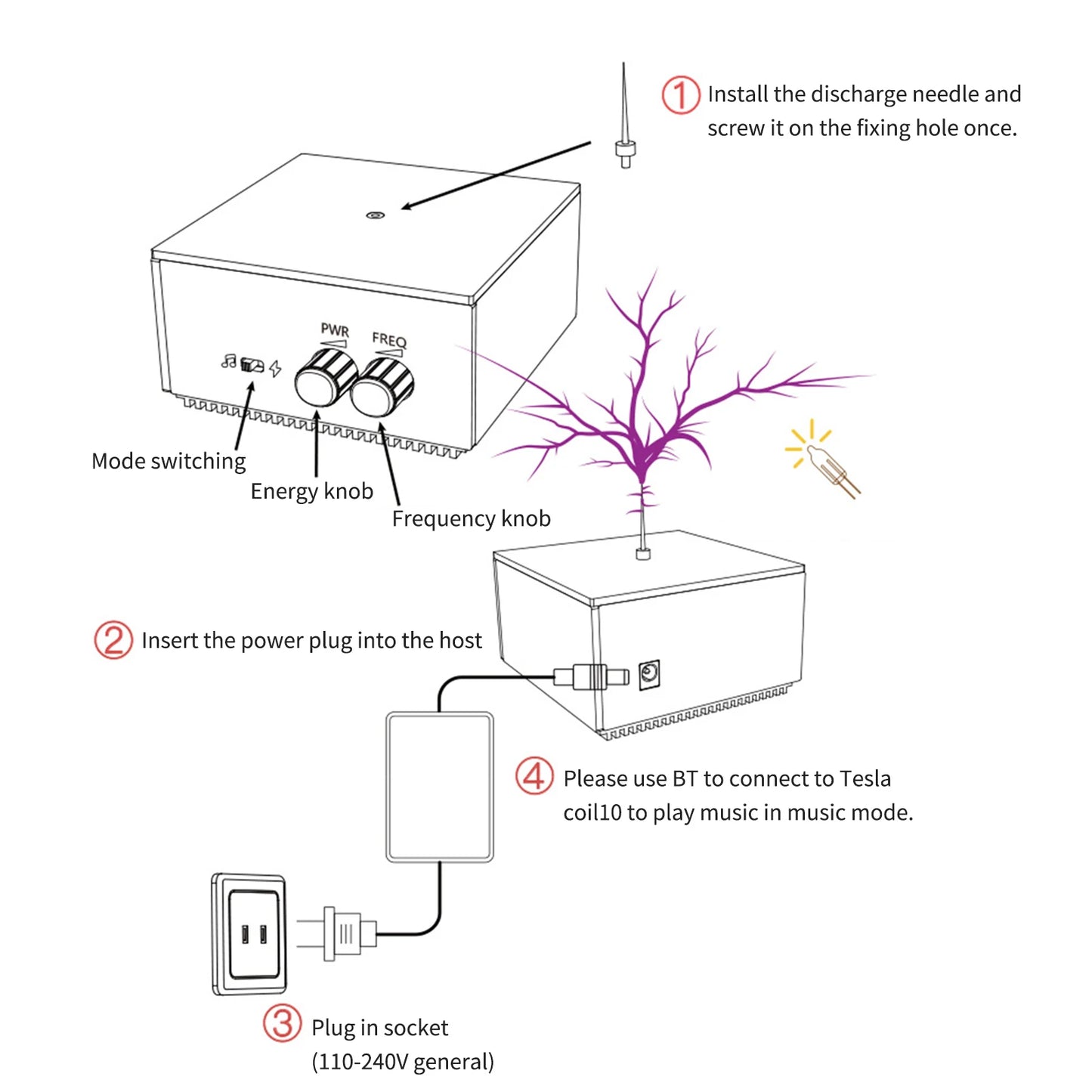 Bluetooth Music Tesla Coil – Arc Plasma Speaker with Wireless Transmission, Experimental Desktop Toy Model
