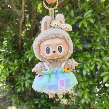 17cm Mini Plush Doll Clothes Set – Kpop EXO Labubu Idol Doll Shark Onesie & Accessories, DIY Girl Gift