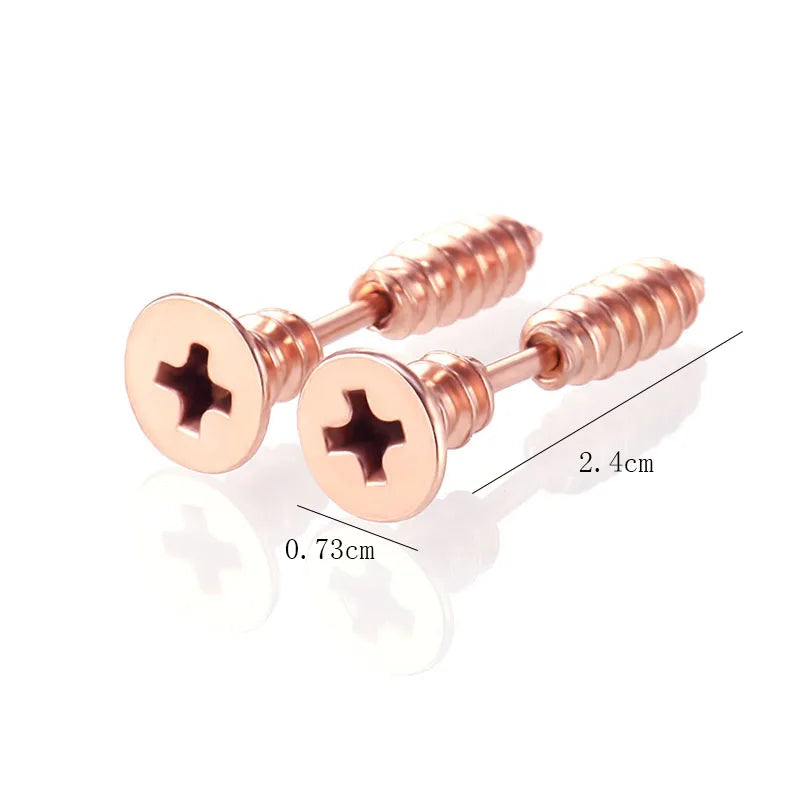 Punk Stainless Steel Stud Earrings - Gold Black Colorful Helix & Body Piercing Jewelry
