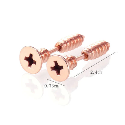Punk Stainless Steel Stud Earrings - Gold Black Colorful Helix & Body Piercing Jewelry
