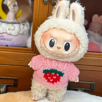 Labubu Striped Sweater Outfit - Matching Hat Pendant, Customizable Doll Accessories