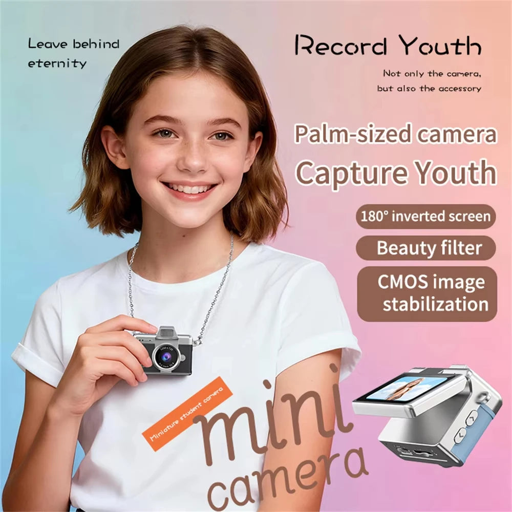 Ourlife Mini Keychain Camera - 1.47-Inch Flip Screen Retro CCD HD Digital Video Recorder