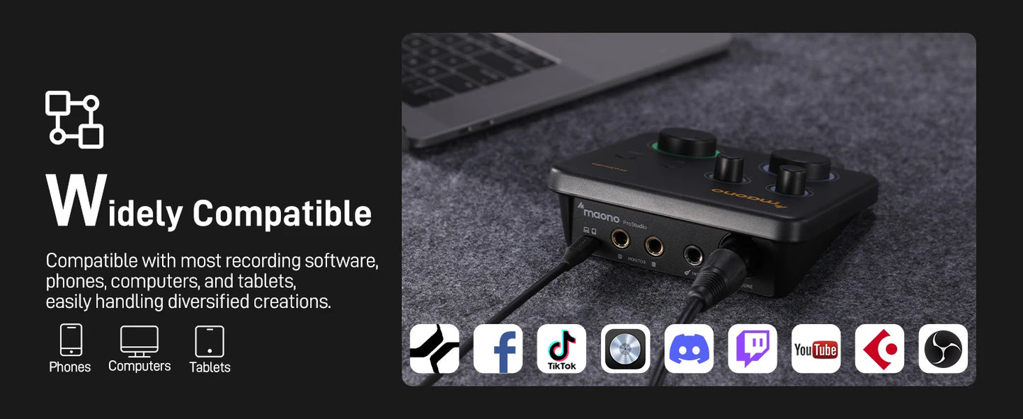 MAONO USB Audio Interface for PC – XLR Input, 24-bit/192kHz, LOOPBACK & ASIO Software for Music Recording, Guitar, DAW (PS22 Lite)