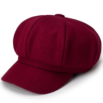 Solid Color Woolen Beret - Fashionable Cotton Hat, Windproof, Universal Fit for Men & Women, Autumn and Winter