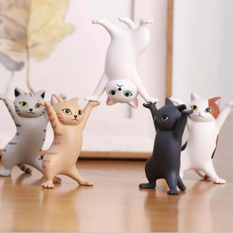Dancing Cat Figure Decoration - 5 Enchanting Animation Cat Models - Fashion Toy Doll for Cake Decoration