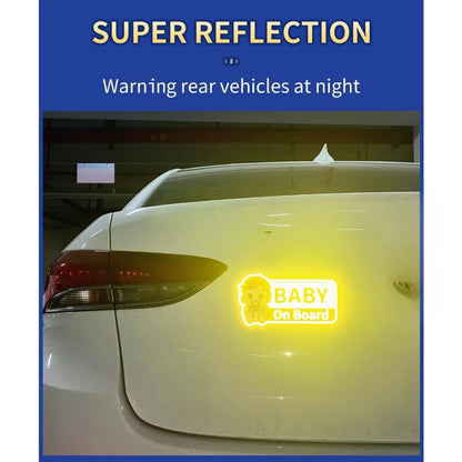 Baby on Board Reflective Car Stickers - Waterproof Vinyl Safety Warning Decals for Vehicle Windows, Bumpers, and Trunks