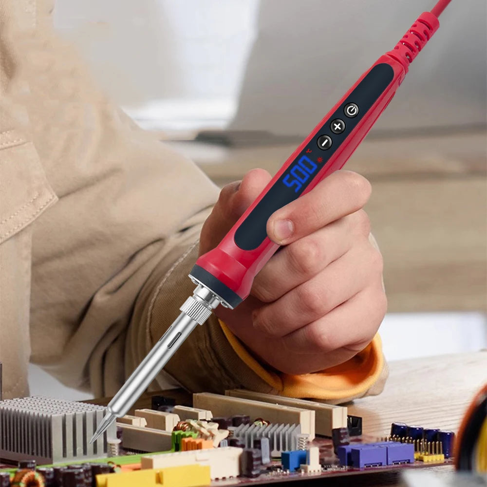 80W Soldering Iron Kit – Adjustable Temperature with LCD, Ceramic Heater, Soldering Tips & Tweezers