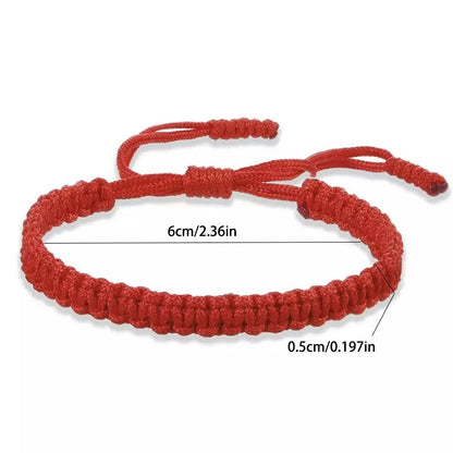 Handmade Tibetan Rope Bracelet - Red & Black Woven Buddhist Good Luck Amulet Jewelry Gift for Women & Girls