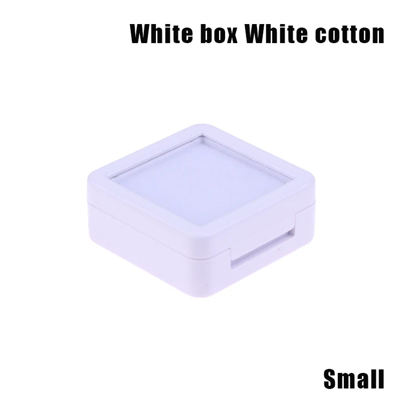 Transparent Glass Lid Gem Storage Box – Jewelry Display Case for Diamonds, Gemstones & Pendants Holder Container