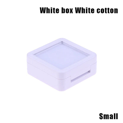 Transparent Glass Lid Gem Storage Box – Jewelry Display Case for Diamonds, Gemstones & Pendants Holder Container