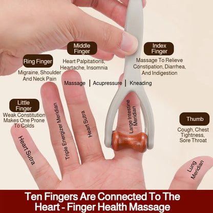 Multifunctional Wooden Finger Massager Roller – Portable Hand Stress Relief Tool for Carpal Tunnel, Pain & Fatigue Relief Massage Device